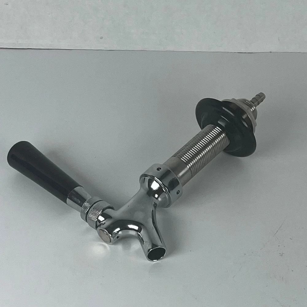Kegco Chrome Draft Beer Faucet with Shank‎ and Black Tap Handle Assembly